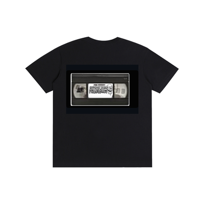Double Sided VHS/ VHS Logo Black Cotton T-Shirt