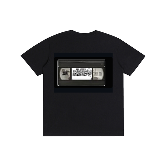 Double Sided VHS/ VHS Logo Black Cotton T-Shirt