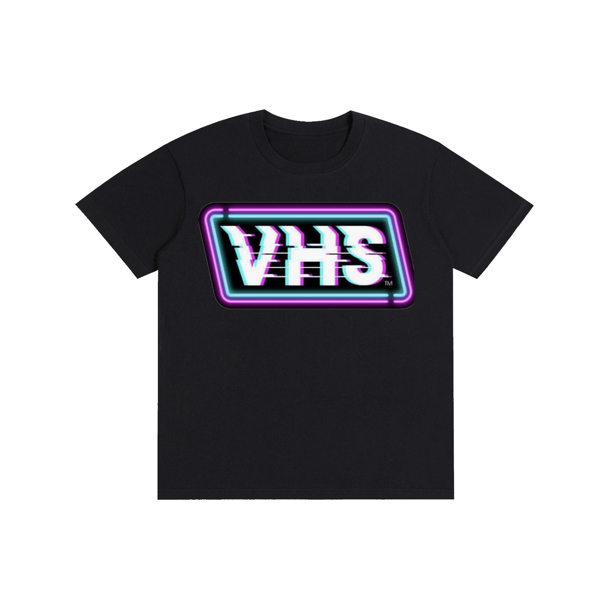 Double Sided VHS/ VHS Logo Black Cotton T-Shirt