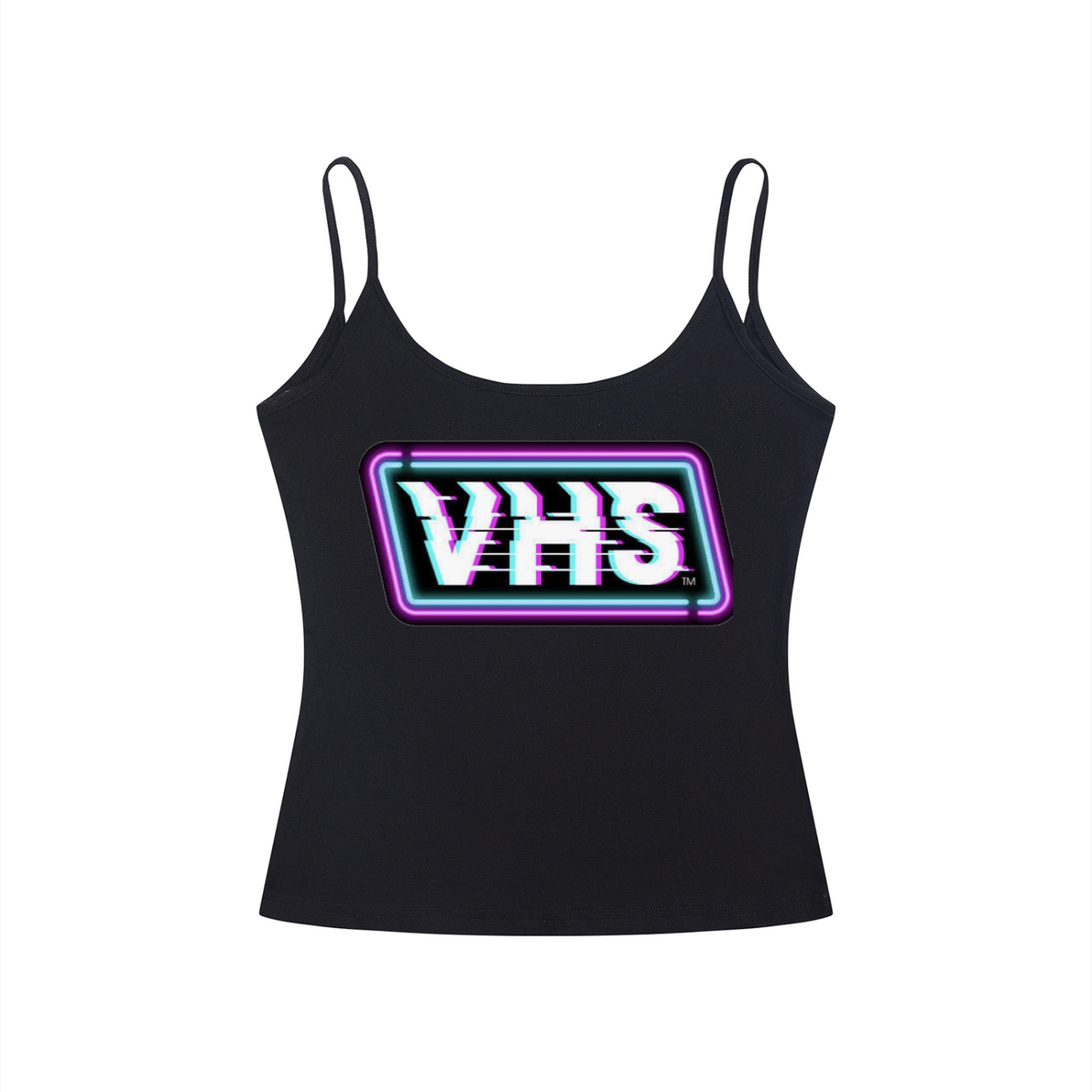 Double Sided VHS / Logo On Back Women’s Slim Fit Open-Back Tank Top