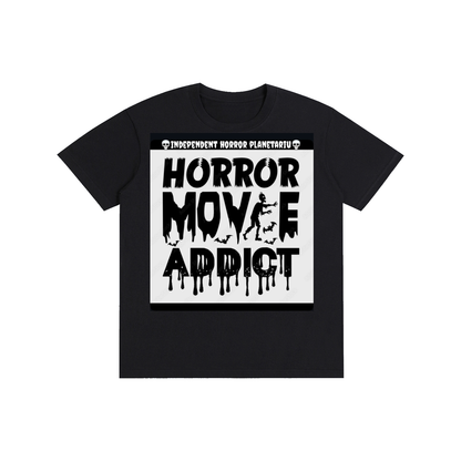Double Sided Horror Movie Addict Black Cotton T-Shirt