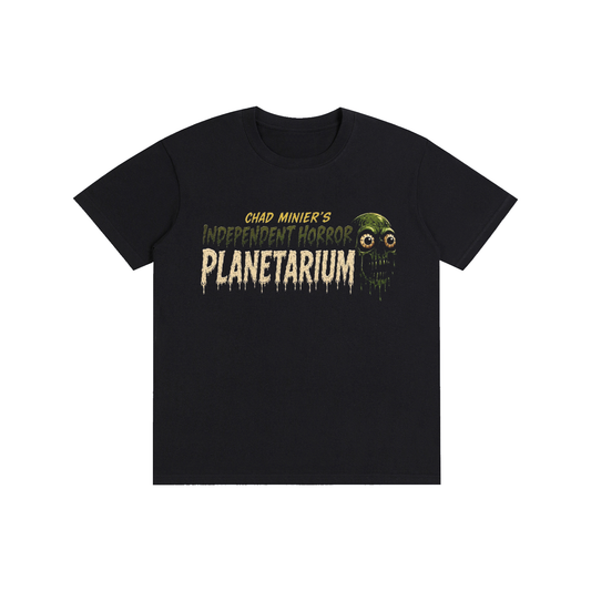 Independent Horror Planetarium Logo Black Cotton T-Shirt