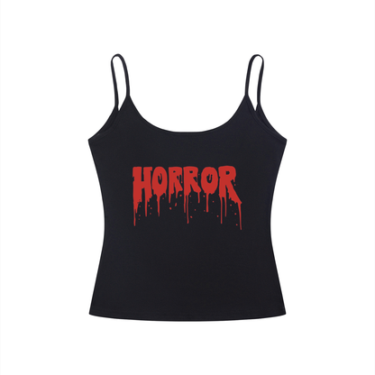 Double Sided Horror Logo Women’s Slim Fit Open-Back Tank Top
