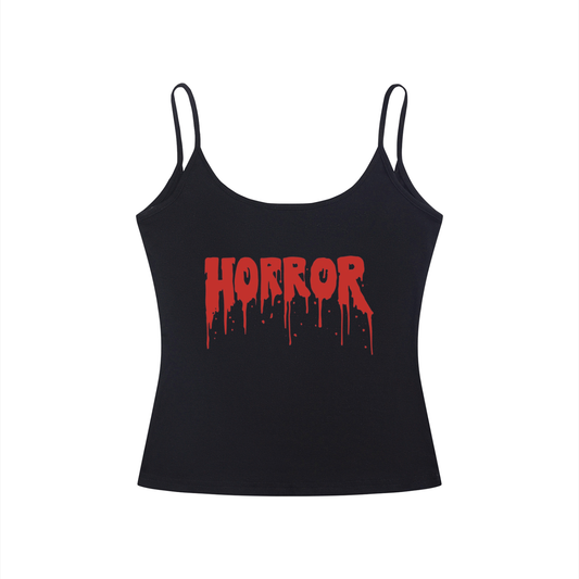Double Sided Horror Logo Women’s Slim Fit Open-Back Tank Top