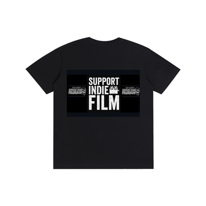 Double Sided Deluxe Video Review Logo / Support Indie Horror Black Cotton T-Shirt