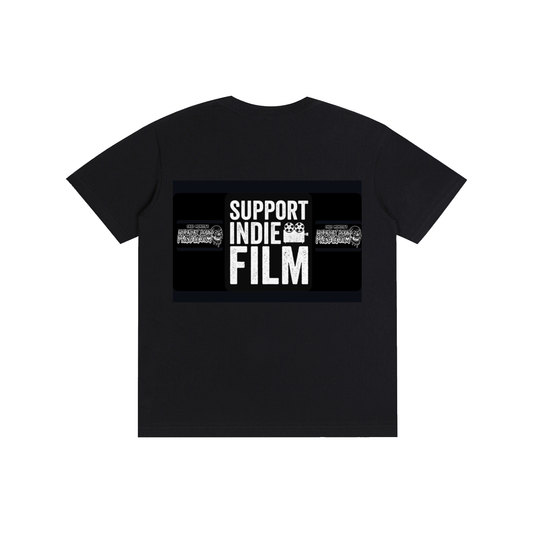 Double Sided Deluxe Video Review Logo / Support Indie Horror Black Cotton T-Shirt
