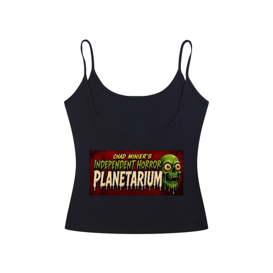 Double Sided Horror / Logo On Back Black Women’s Slim Fit Open-Back Tank Top