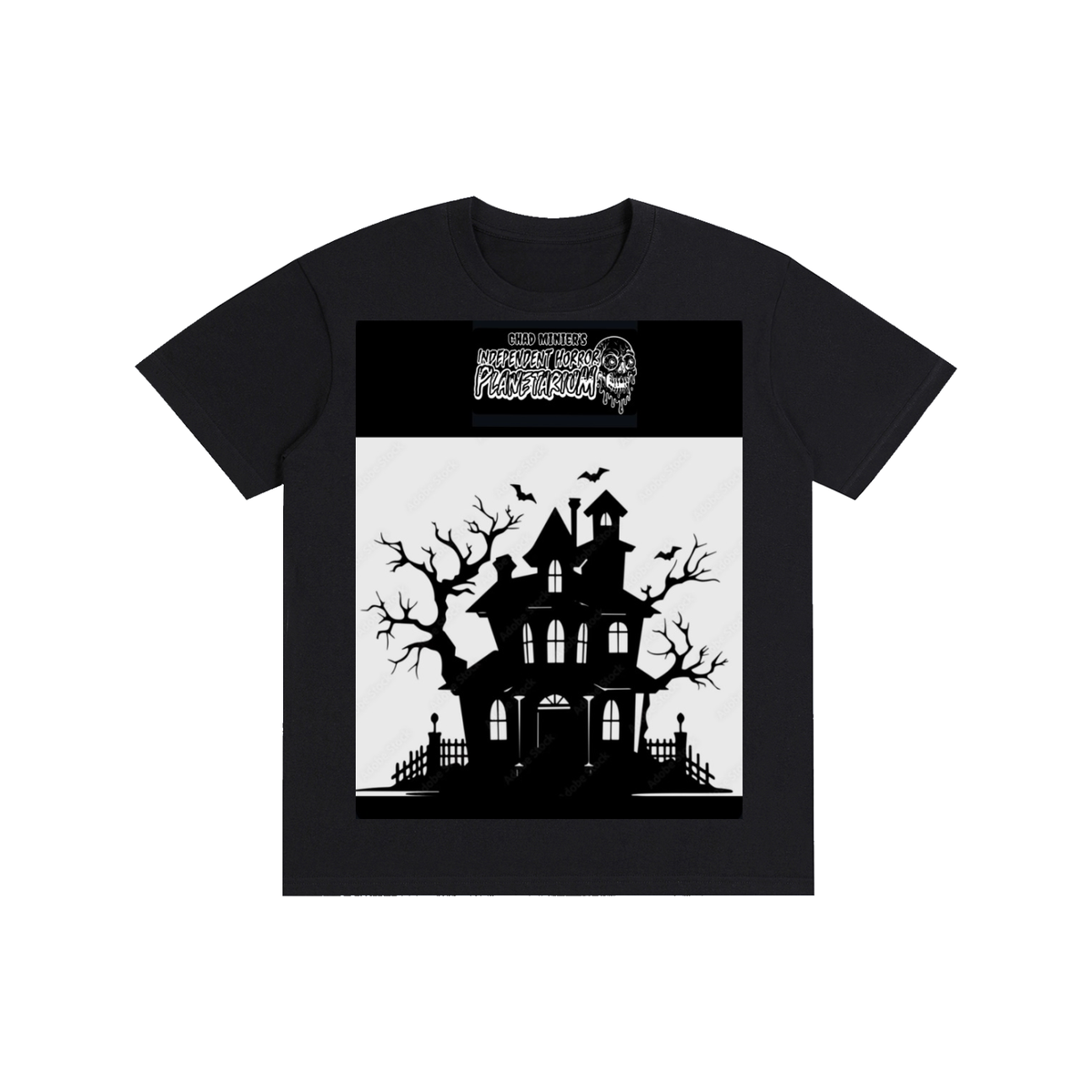 Haunted House Black Cotton T-Shirt