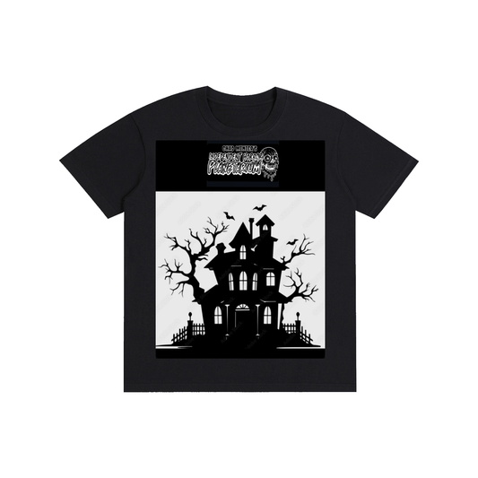 Haunted House Black Cotton T-Shirt
