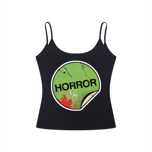 Double Sided Horror / Logo On Back Black Women’s Slim Fit Open-Back Tank Top