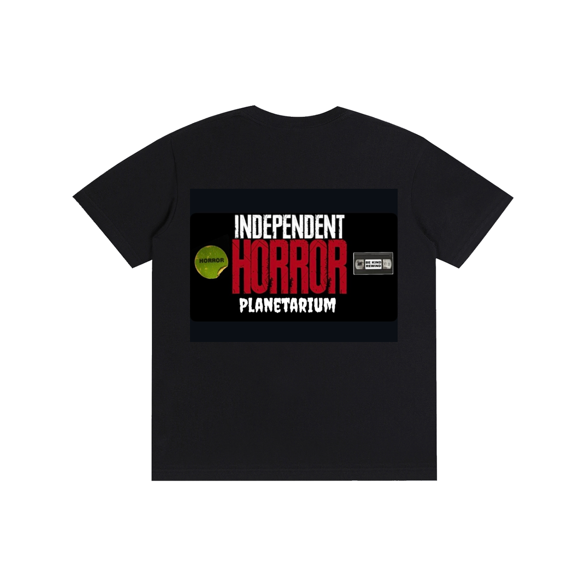Double Sided Horror / Logo On Back Black CottonT-Shirt