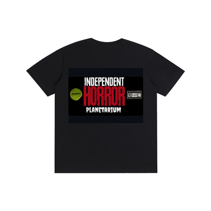 Double Sided Horror / Logo On Back Black CottonT-Shirt