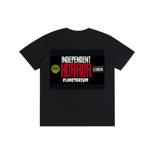 Double Sided Horror / Logo On Back Black CottonT-Shirt