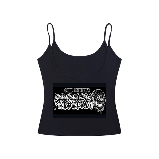 Double Sided Horror / Logo On Back Black Women’s Slim Fit Open-Back Tank Top